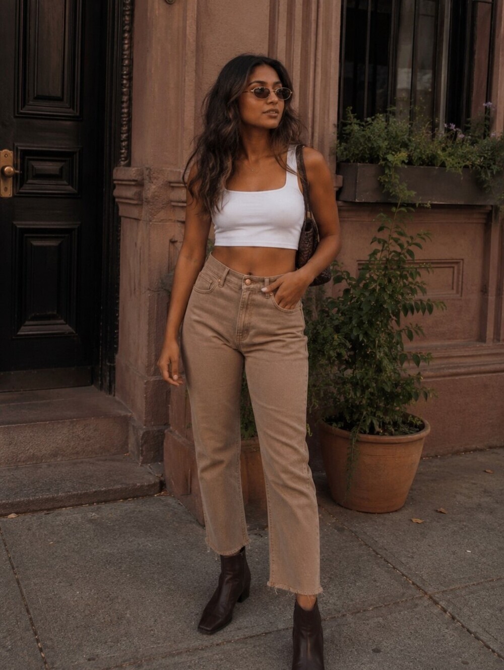 LOFT New High Waist Crop Flare Jeans Beige Neutral Quiet Luxury Boho 27 4P